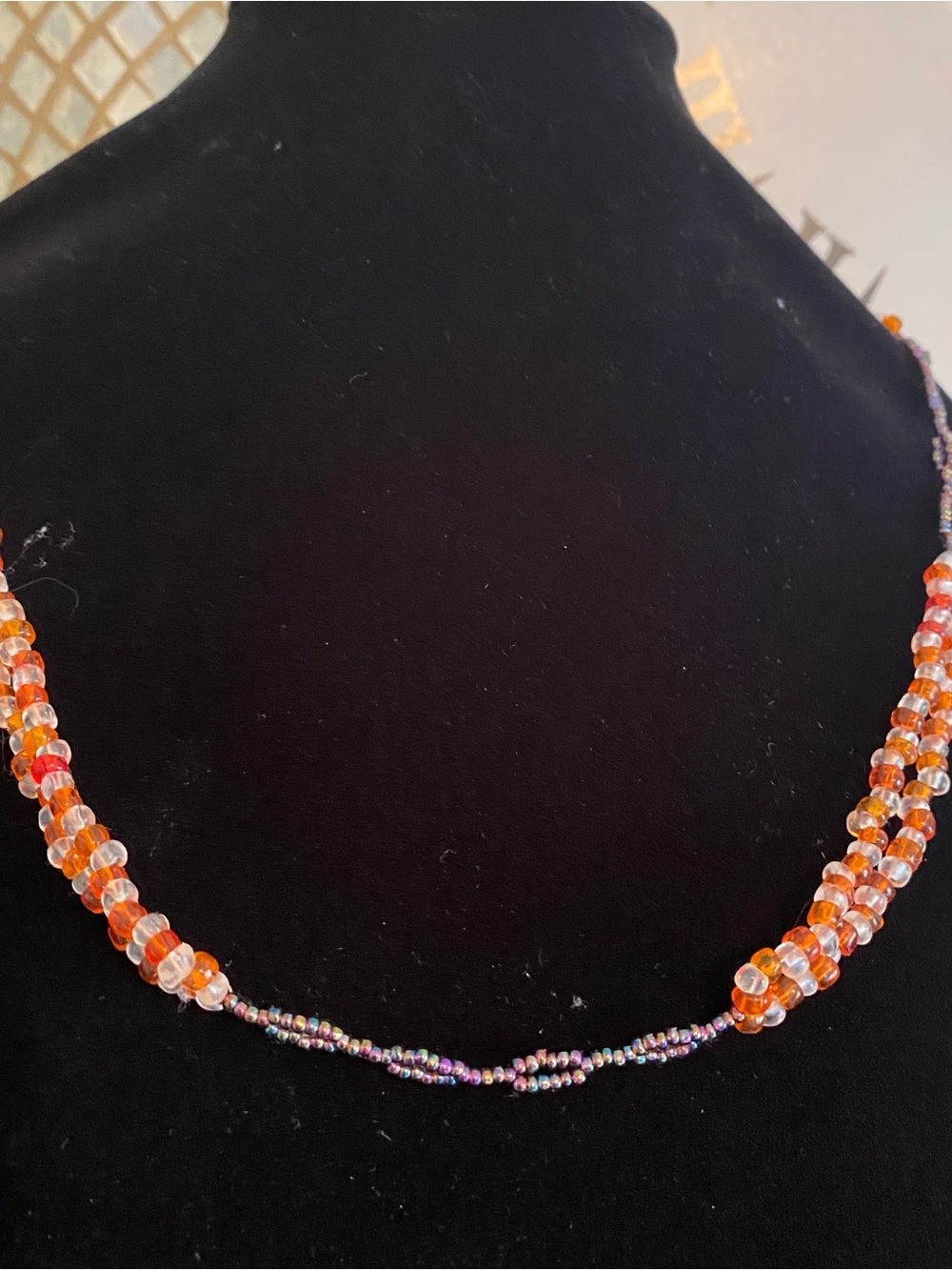 Handmade Orange and Purple Beaded Necklace - Women's Jewelry